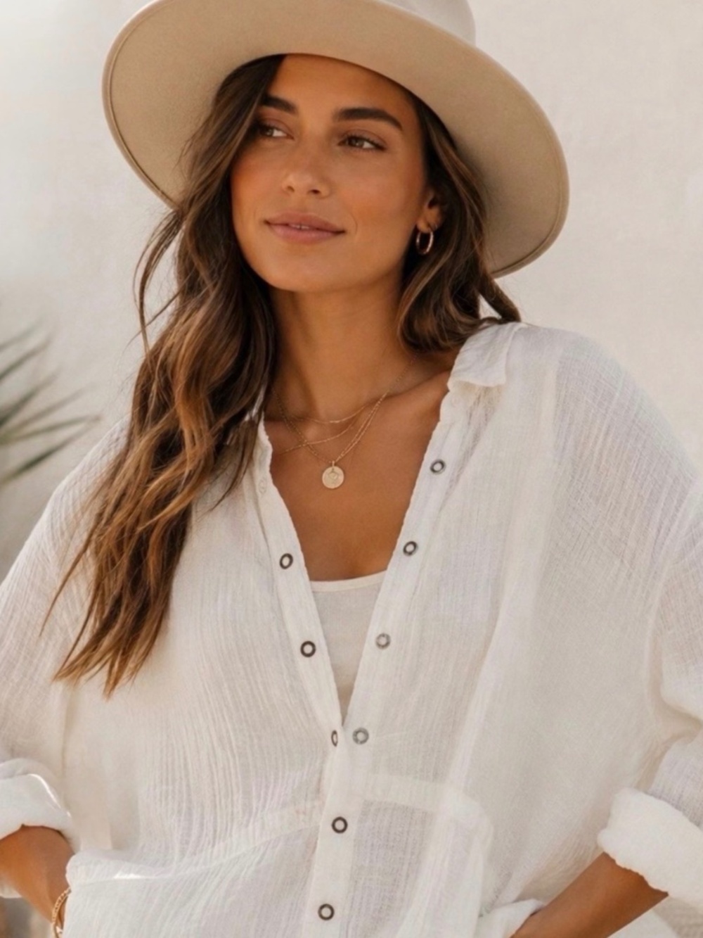 NWT Free People / We the Free White Button Down shirt or coverup (M)